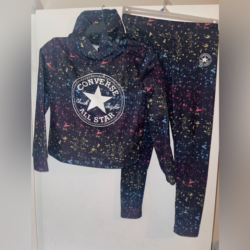 Converse rainbow splash matching leggings and hoodie outfit set